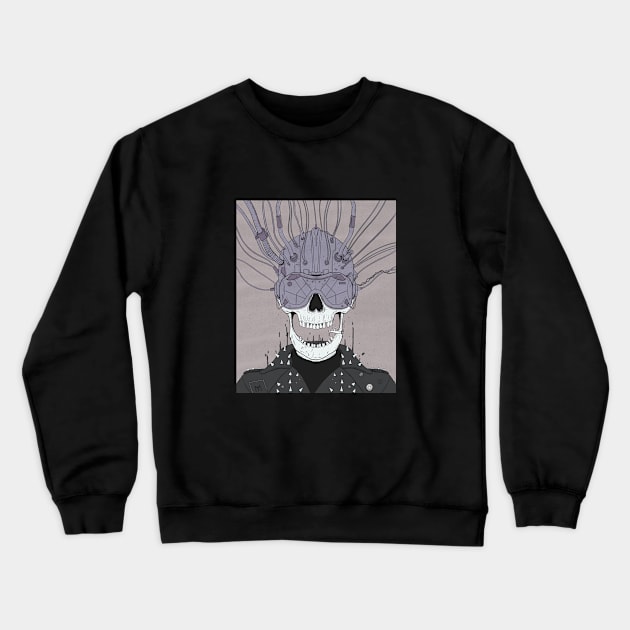 Futuristic Skull Vr Crewneck Sweatshirt by DRIPCRIME Y2K